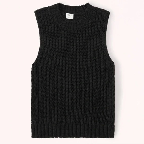Abercrombie & Fitch Easy Shaker Sweater Tank Size XS Knit Sleeveless Black - Picture 1 of 5